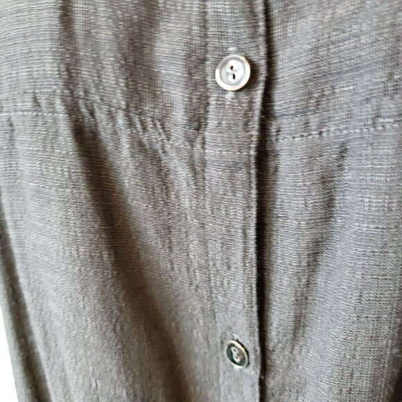 Eileen Fisher Petite Linen Viscose Black Gray Button Down Top Blouse Petite S PS - Picture 5 of 11